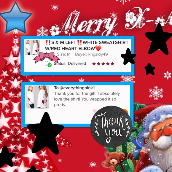 ‼️LAST 1 ‼️WHITE SWEATSHIRT W/RED HEART ELBOW❤️ - Picture 2 of 7